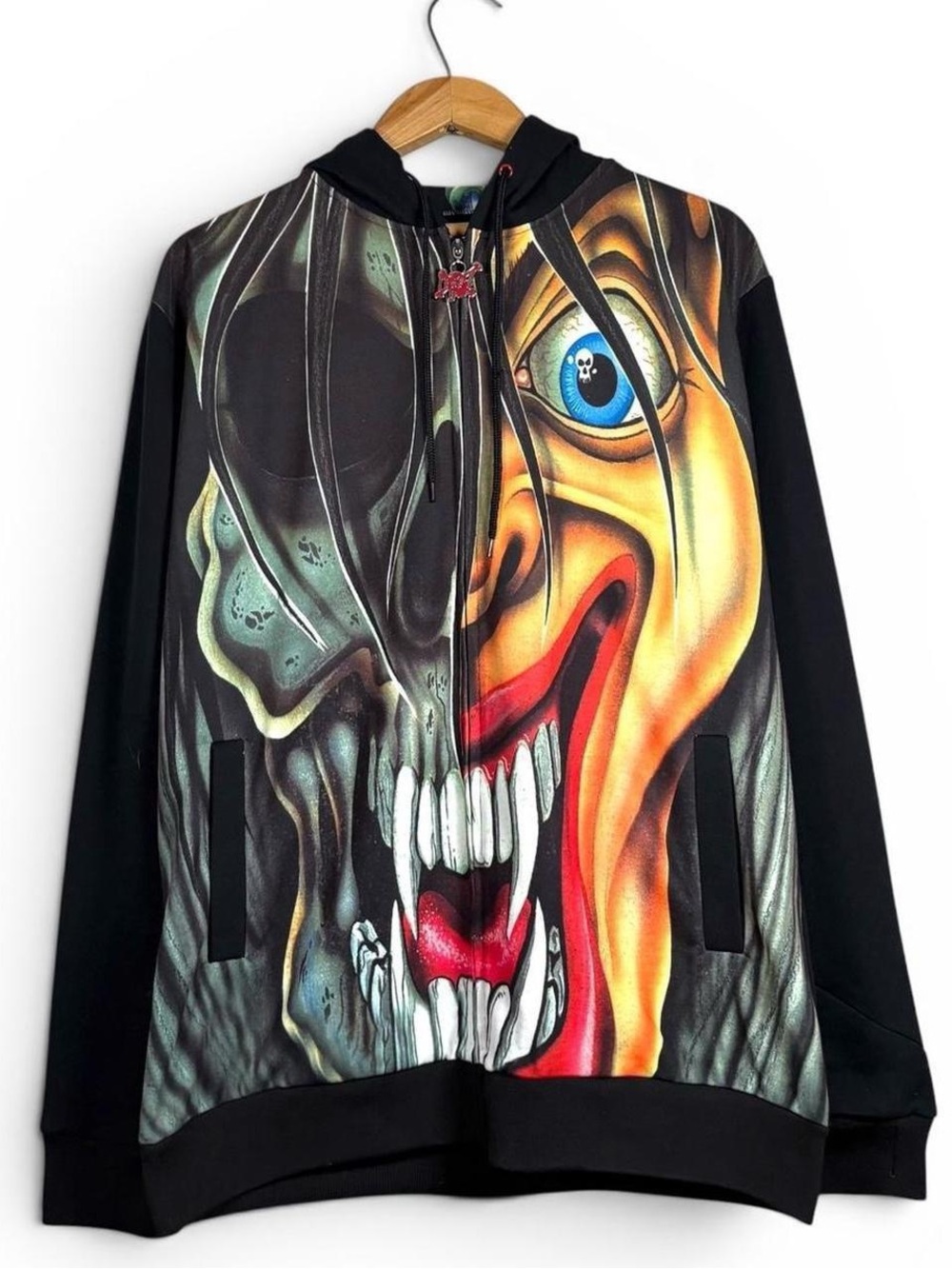 Motley Crue Dr Feelgood 89 Big Face Graphic Zip Up Band Hoodie Sweatshirt